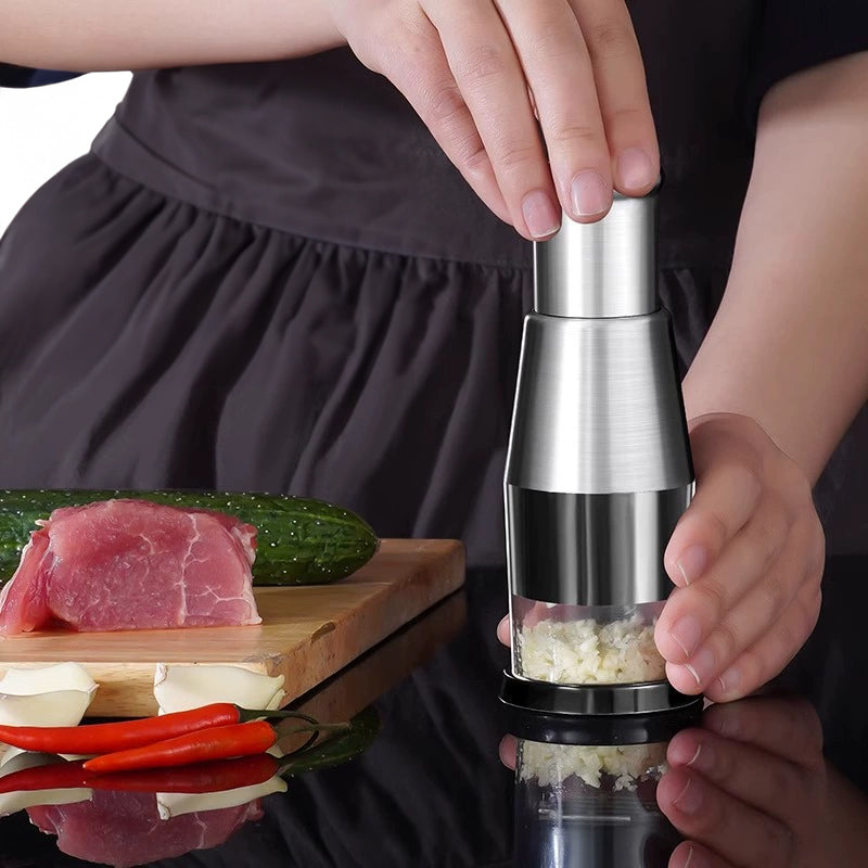 Hachoir manuel multifonction – Ail, oignons, herbes, noix en 5 secondes